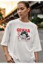 Geisha Digital Print Oversize White Unisex T-Shirt - 3