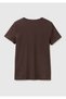 Women's Brown 100% Cotton Wide V-Neck T-Shirt - 2