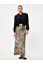 Long Satin Leopard Skirt Standard Waist