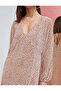 Midi Polka Dot Dress V-Neck Pleated Bat Sleeve Loose Fit - 5