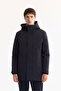 Men's Navy Blue Hooded Water Repellent Windproof -7 ° C Durable Regular Fit Coat A52Y6126