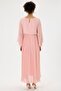 Maternity Pleated Chiffon Dress, Elastic Waist, Lined Inside (Salmon) - 3
