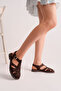 Women's Brown Suede Cage Comfortable Sole Daily Sandals - 3