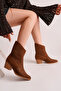 Women's Western Cowboy Heeled Suede Laser Cut Perforated Summer Boots - 3