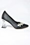 Black Satin Fabric Stoned Women's Evening Dress Shoes M246014004 - 4