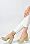 Green Patent Leather Thick Platform Heeled Women's Shoes K404100208 - 6