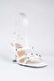 White Staple Detailed Three-Stripe Women's Heeled Shoes K404571109 - 4