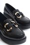 Patent Leather Black Gold Buckle Women's Loafer Tr17Ms02A - 3