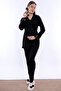 Cotton Maternity and Postpartum Pajama Set with Breastfeeding Feature – Elastic Waistband Effortt - Black - 6