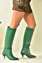 Green Low Heeled Women's Boots J749205309