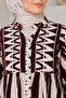 Women's Wide Cut Patterned Viscose Hijab Dress - 3