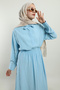 Baby Blue Collar Tied Skirt Set - 5