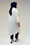 58092 Large Size Double Button Detailed Muslin Shirt - Ecru - 5