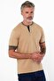 Men's Long Judge Collar Short Sleeve Basic Beige T-Shirt - 5