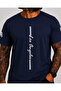 Men's Oversize Crew Neck T-Shirt Los Angeles 26155 Navy Blue - 3