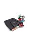 Women's Black Zippered Hand and Shoulder Bag Fabric Tote Bag Special Tailored Creation - 5