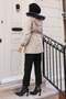 Zippered Hooded Coat Beige 19270 - 4