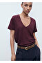 Linen T-shirt with V-neck