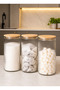 Set of 3 Striped Easy-To-Clean Wide-Mouth Glass Storage Jars for Legumes and Food 2000 ml - 2