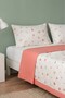 Pink Flowers Double Quilted Pique & Multi-Purpose Bedspread - 3 Pieces - 6