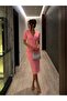 Double Breasted Collar Short Sleeve Pencil Dress Pudra 582868 - 2