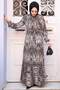 Patterned Gray Hijab Dress 52721Gr