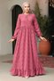 Guipure Dried Rose Hijab Dress 23201GK - 3