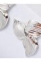 Silver Color Leaf Figured Shiny Modern Earrings - 2