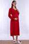Comfortable Cut Maternity Nightgown with Cotton Breastfeeding Feature Effortt - Cherry - 5
