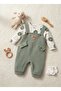 Baby Boy Cotton Teddy Bear Salopet and Badi Set with Socks as a Gift