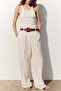 Belted linen-blend trousers - 6