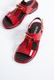 Layana Red Genuine Leather Patent Leather Gold Buckle Women's Sandals - 5