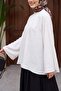 Spanish Tulle Modal Blouse with Inner Lining -White - 5
