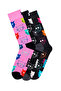 مجموعة جوارب Happy Socks النسائية متعددة الألوان من القطن بنقشة القطط مكونة من 3 قطع XMJA08-0150 - 2