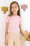 Girls' T-shirt with Shoulder Detail, Belt, Sizes 9-14 Years, Pink