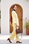 Front-Tie Kimono Set with Trousers - Light Yellow - 4