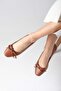 Nelly Tan Color Bow Accessory Blunt Toe Women's Ballerina Shoes - 4