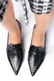 Vilda Black Color Pointed Toe Women's Low Heeled Shoes