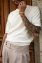 Briss White Crew Neck 100% Cotton Knitwear Men's Tshirt - 3