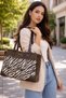 Brown Zebra Pattern Front Pocketed Women Shoulder Bag |   Brown T8346