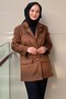 Double-Breasted Collar Gold Buttoned Nubuck Jacket - 2