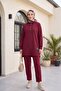 Snap-Fastened Arma Detailed Double Combed Cotton Set - Burgundy - 4