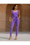 Belted Jumpsuit with Ruffled Sleeves 582019 Lilac - 3