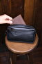Men's Black Card Holder Luxury Portfolio Handbag with Belt - 6