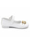 White Girls' Shoes with Gold Buckle, Stylish Model - 2