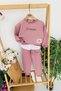 My Little Girl's Chosen Flower Embroidered Shirt Detailed Girl's 2-Piece Set - Dusty Rose - 3