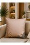 Beige Brown Floral Patterned 5-Piece Decorative Throw Pillow Cover and Runner Set Modern Living Room Set - 2