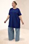 68507 Plus Size Long Slim Modal T-Shirt - Indigo