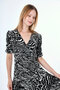 Elastic Waist V-Neck Dress - 3