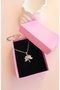 Silver Color Steel Pink Zircon Stone Lotus Pendant - Waterproof Lotus Model Gift Necklace - 4